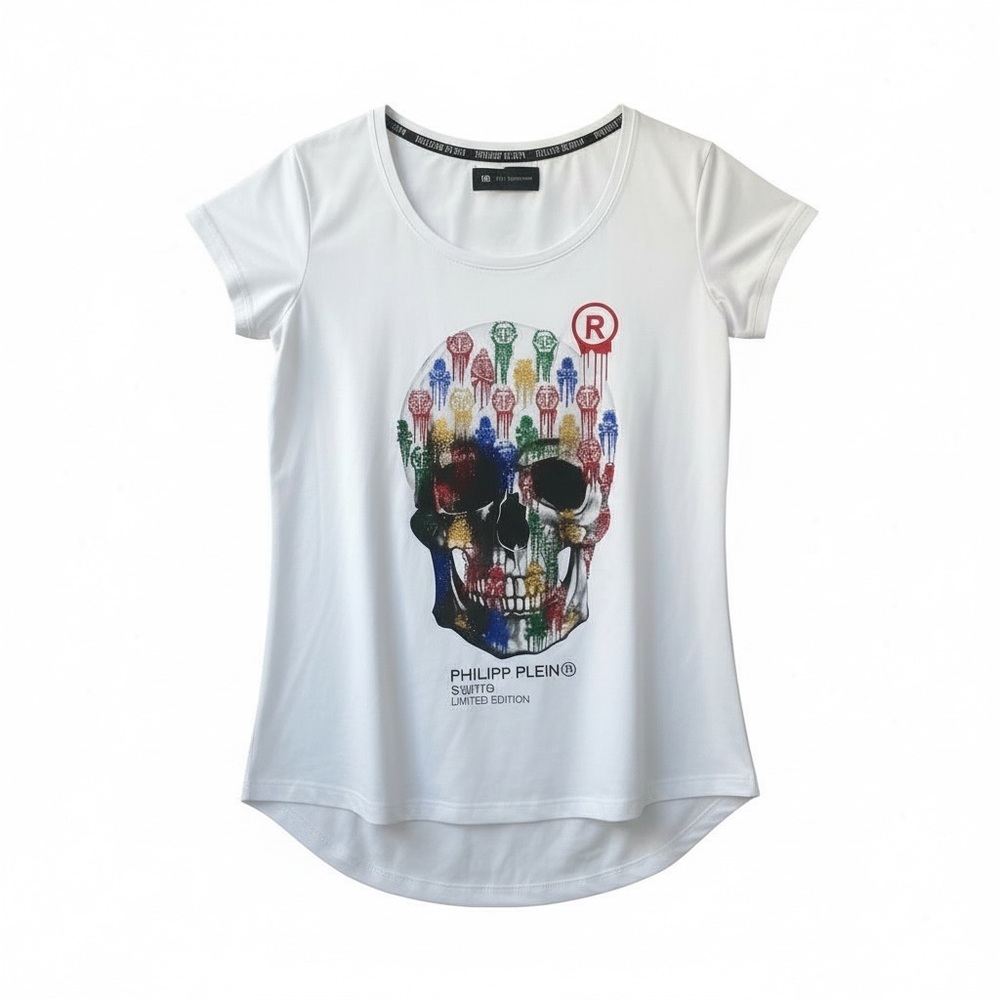 Philipp Plein Multicolor Skull Graphic Women's Tee